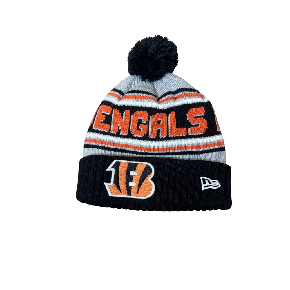 Cincinnati Bengals Hat Beanie Mens One Size Black Gray NFL Football Pom New Era